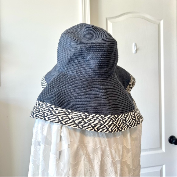 Floppy Navy Blue Paper Straw Sun Hat From Target - Picture 4 of 11